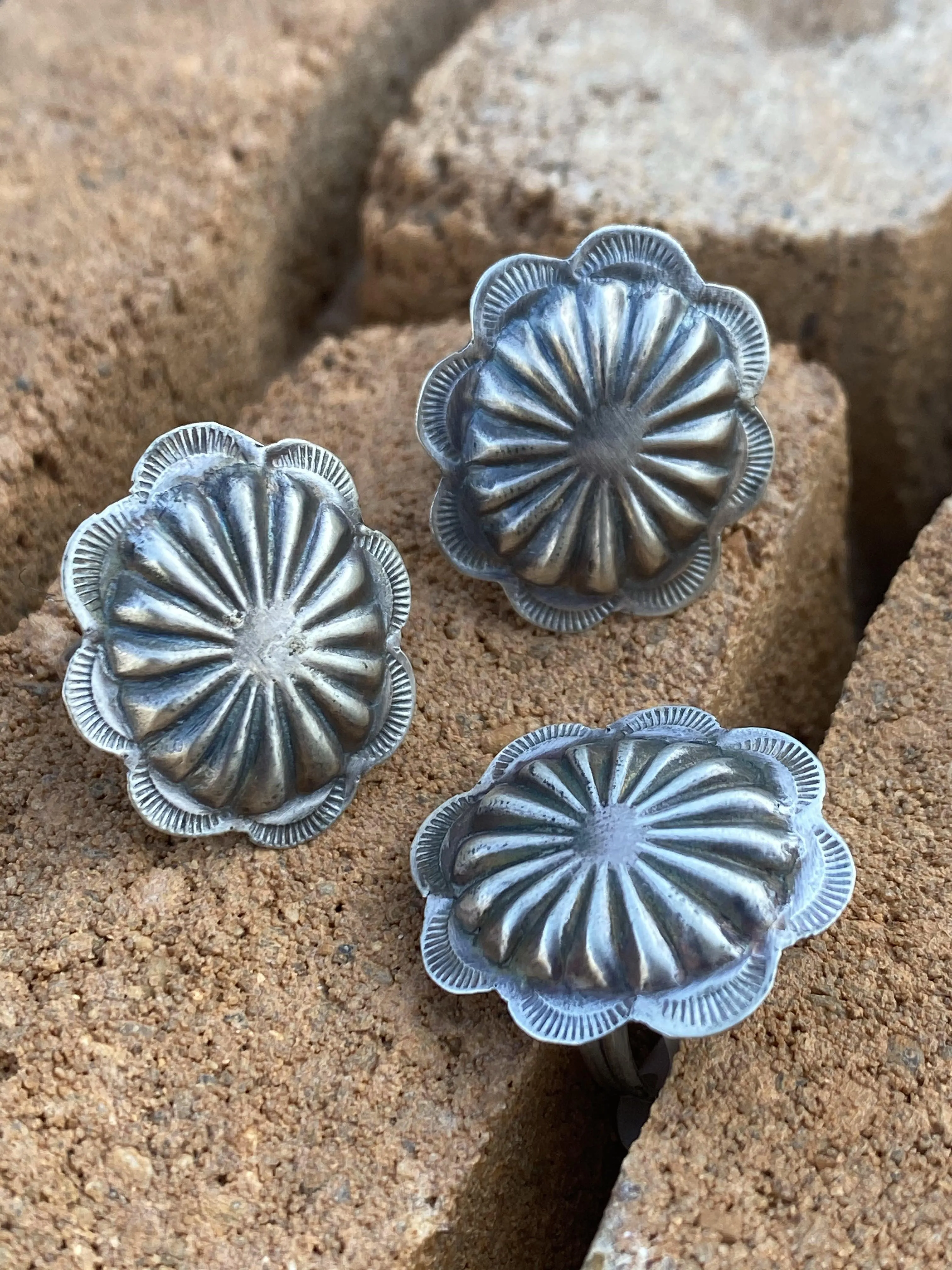 Monica Sterling Oval Concho Ring - 1.25"