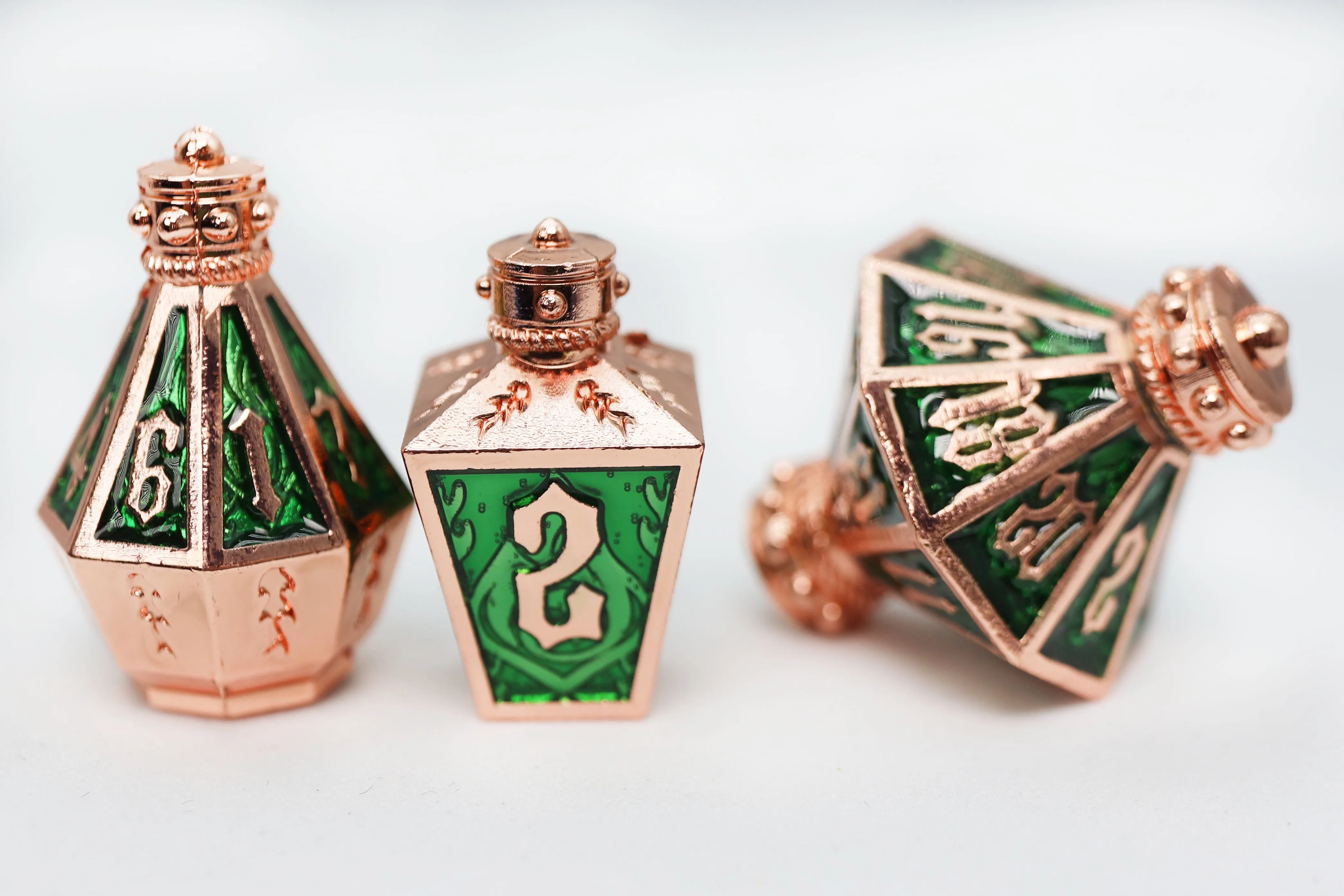 Moonlit Lantern: Coppered Acidfire - Metal RPG Dice Set