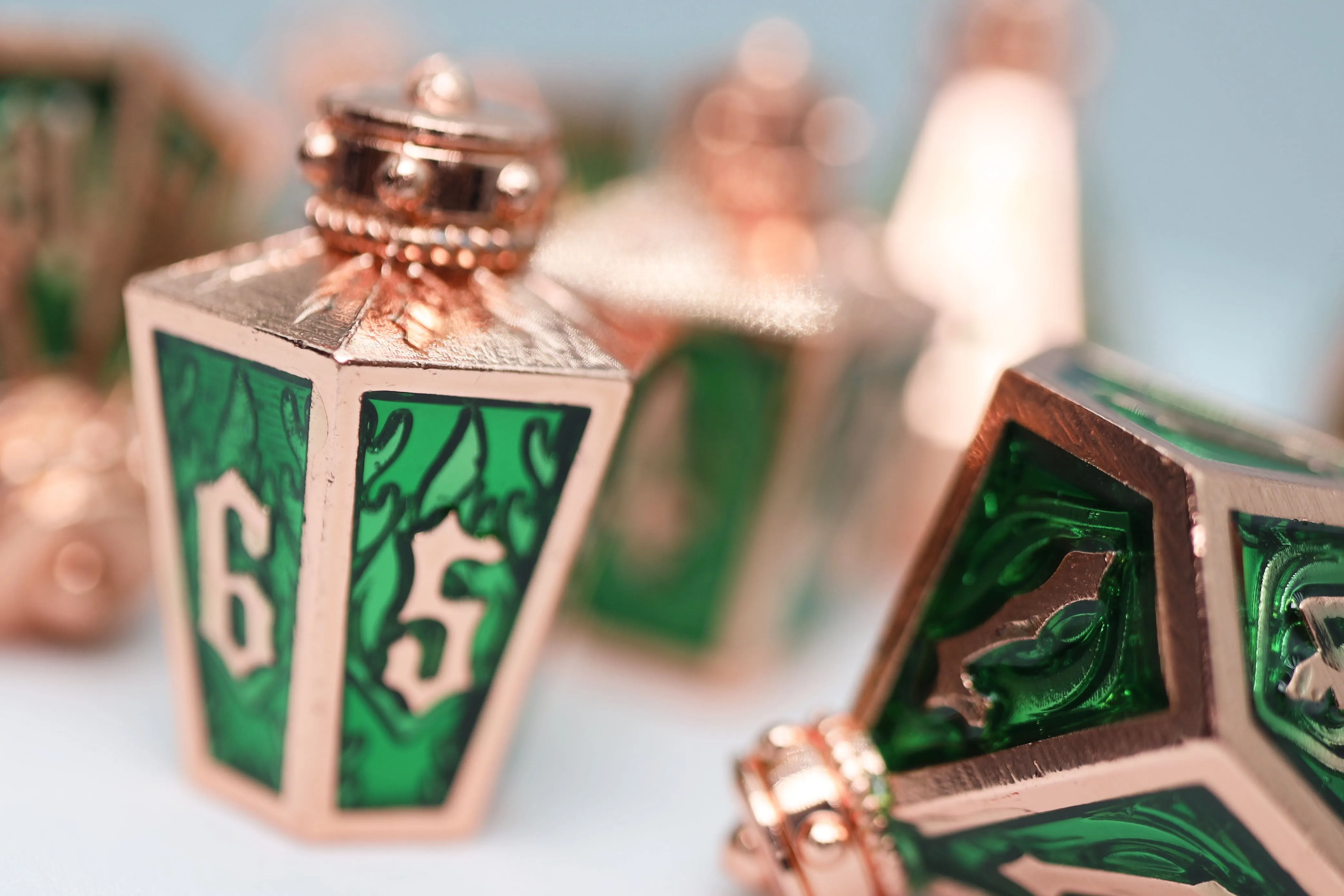 Moonlit Lantern: Coppered Acidfire - Metal RPG Dice Set