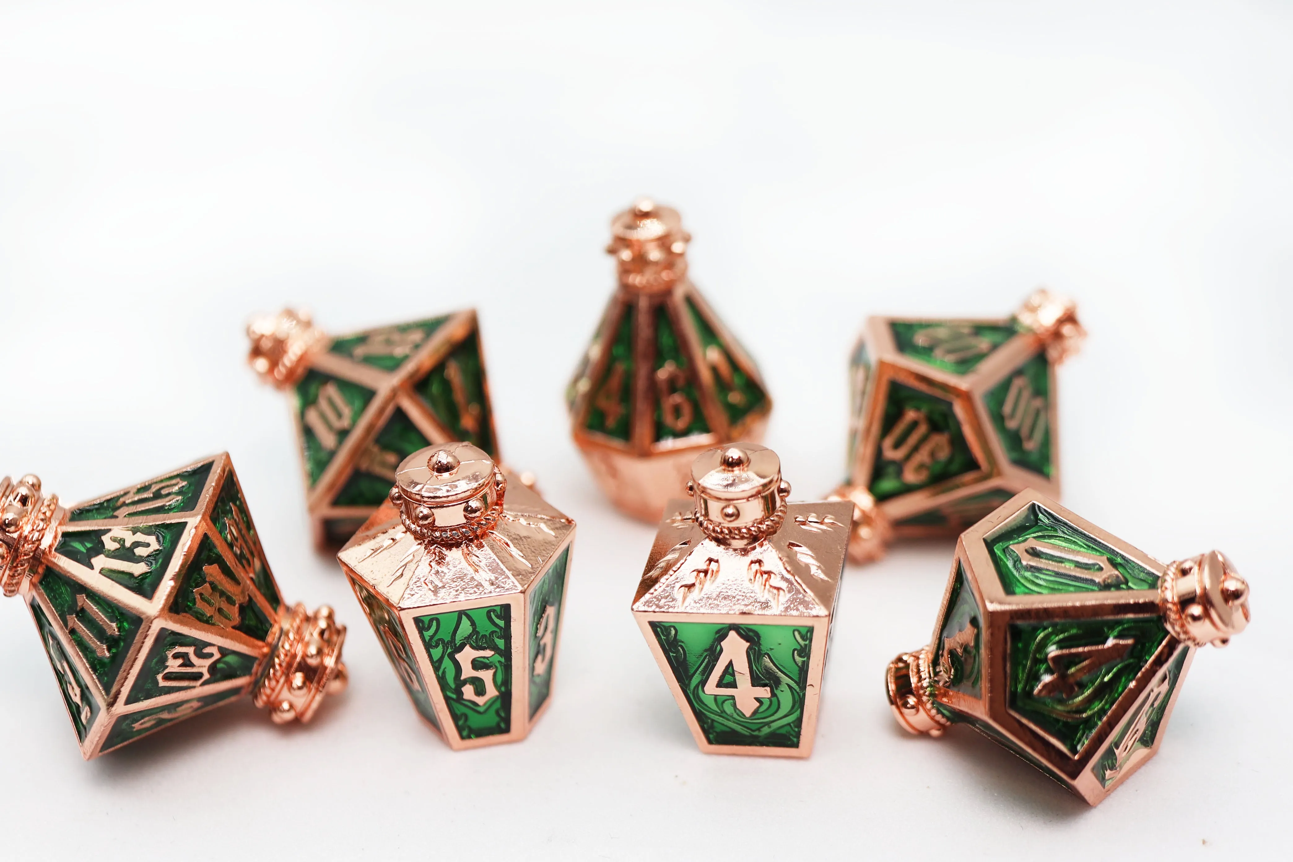Moonlit Lantern: Coppered Acidfire - Metal RPG Dice Set