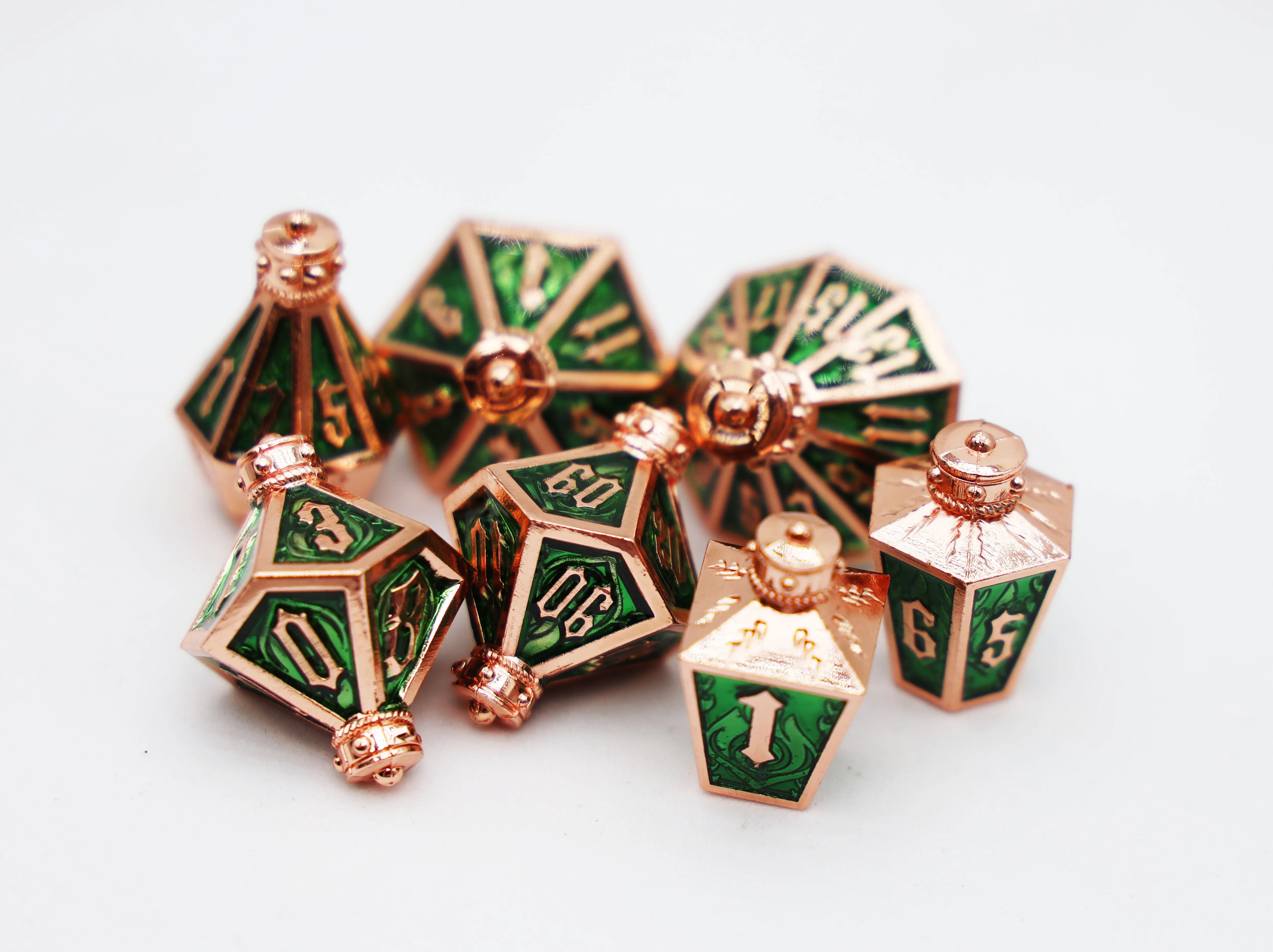 Moonlit Lantern: Coppered Acidfire - Metal RPG Dice Set