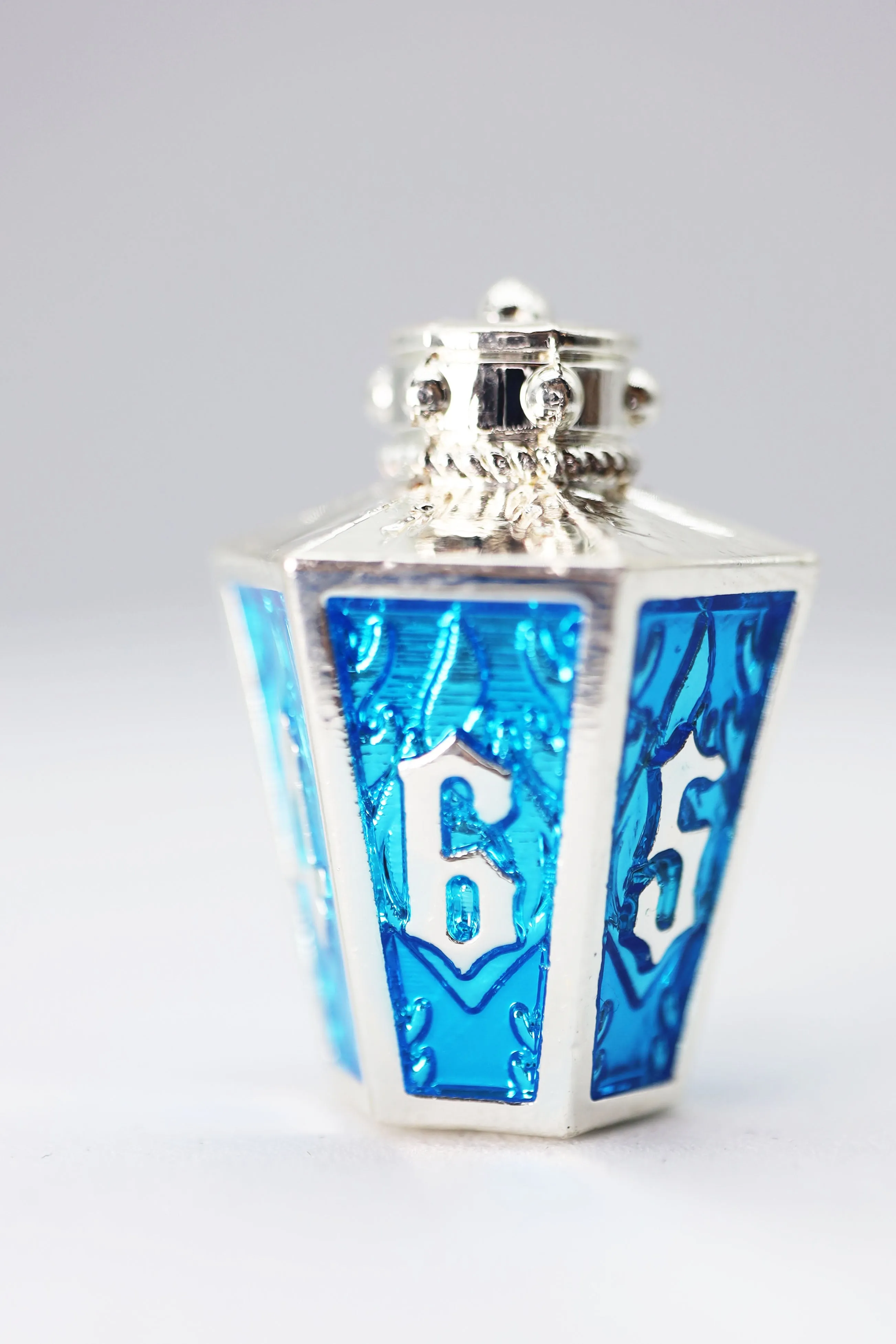 Moonlit Lantern: Silvered Frostfire - Metal RPG Dice Set