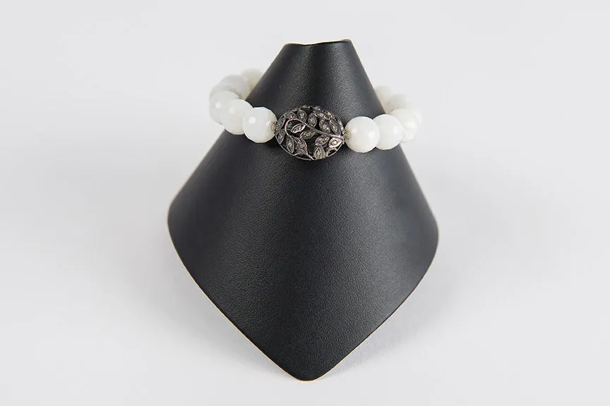 Moonstone with pave diamond bead