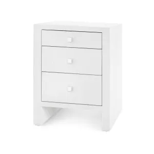 Morgan Grasscloth 3-Drawer Side Table / Chiffon White