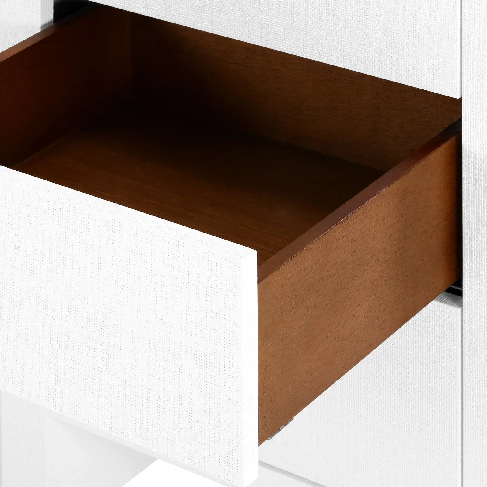 Morgan Grasscloth 3-Drawer Side Table / Chiffon White