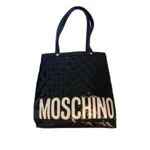 Moschino Black Patent Logo Shoulder Bag