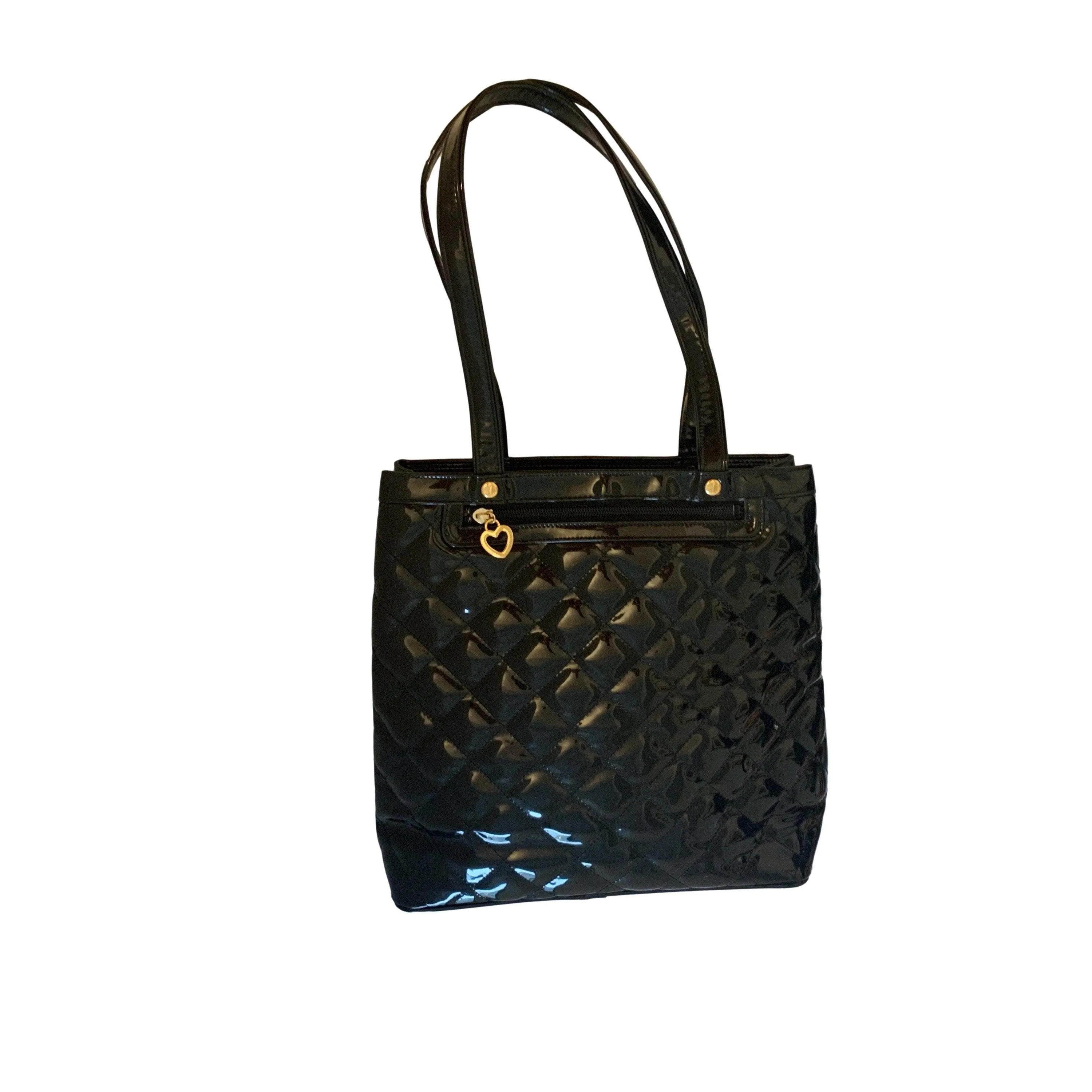 Moschino Black Patent Logo Shoulder Bag