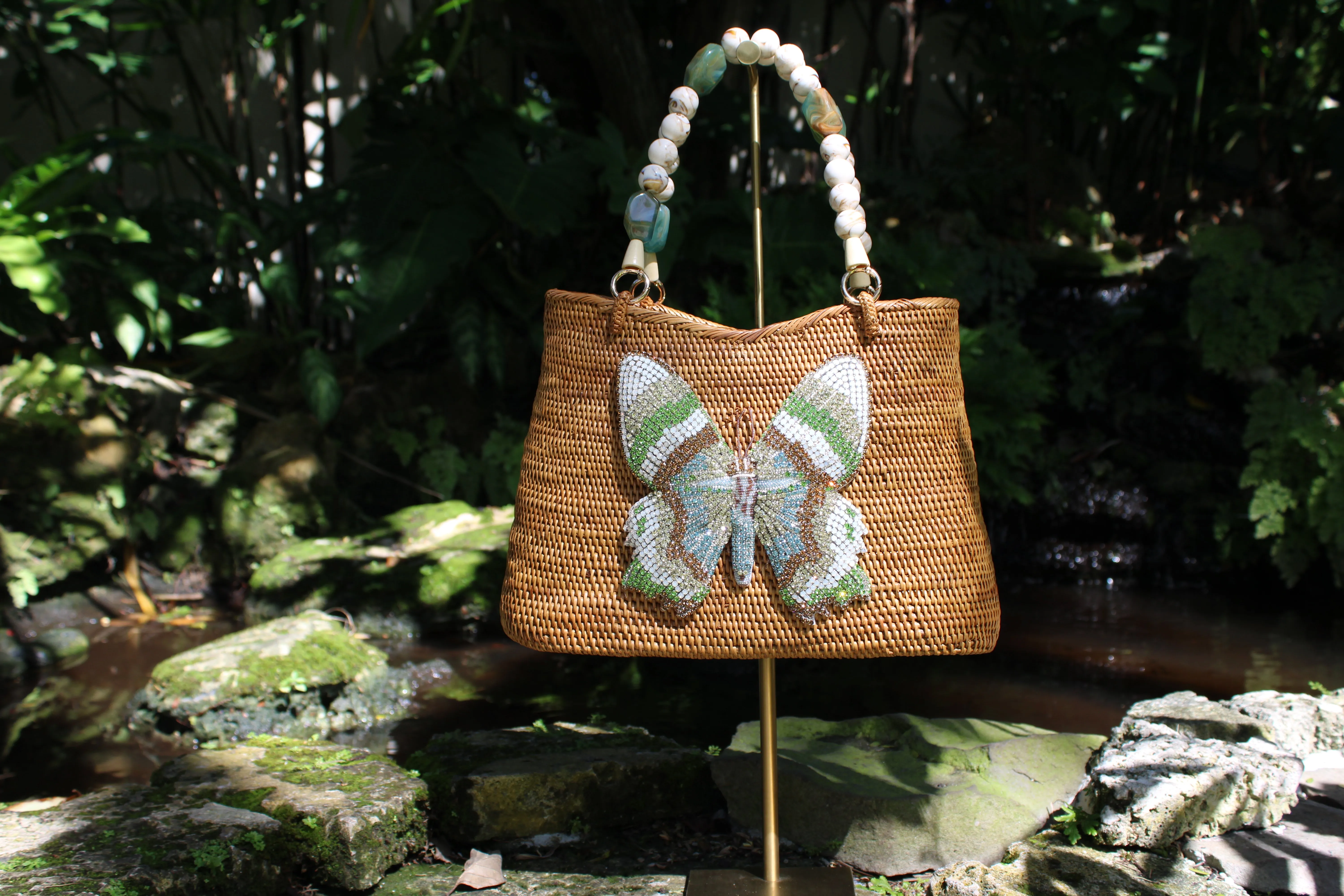 Multi Swarovski Butterfly Bag with Gemstone Handle