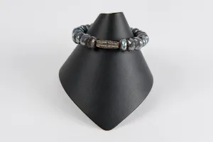 Mystic labradorite and diamond bead