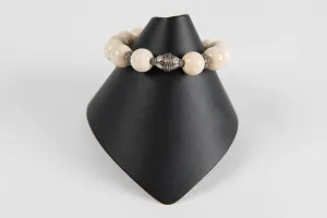 Natural agate with rose cut diamond bead with pave diamond rondelles