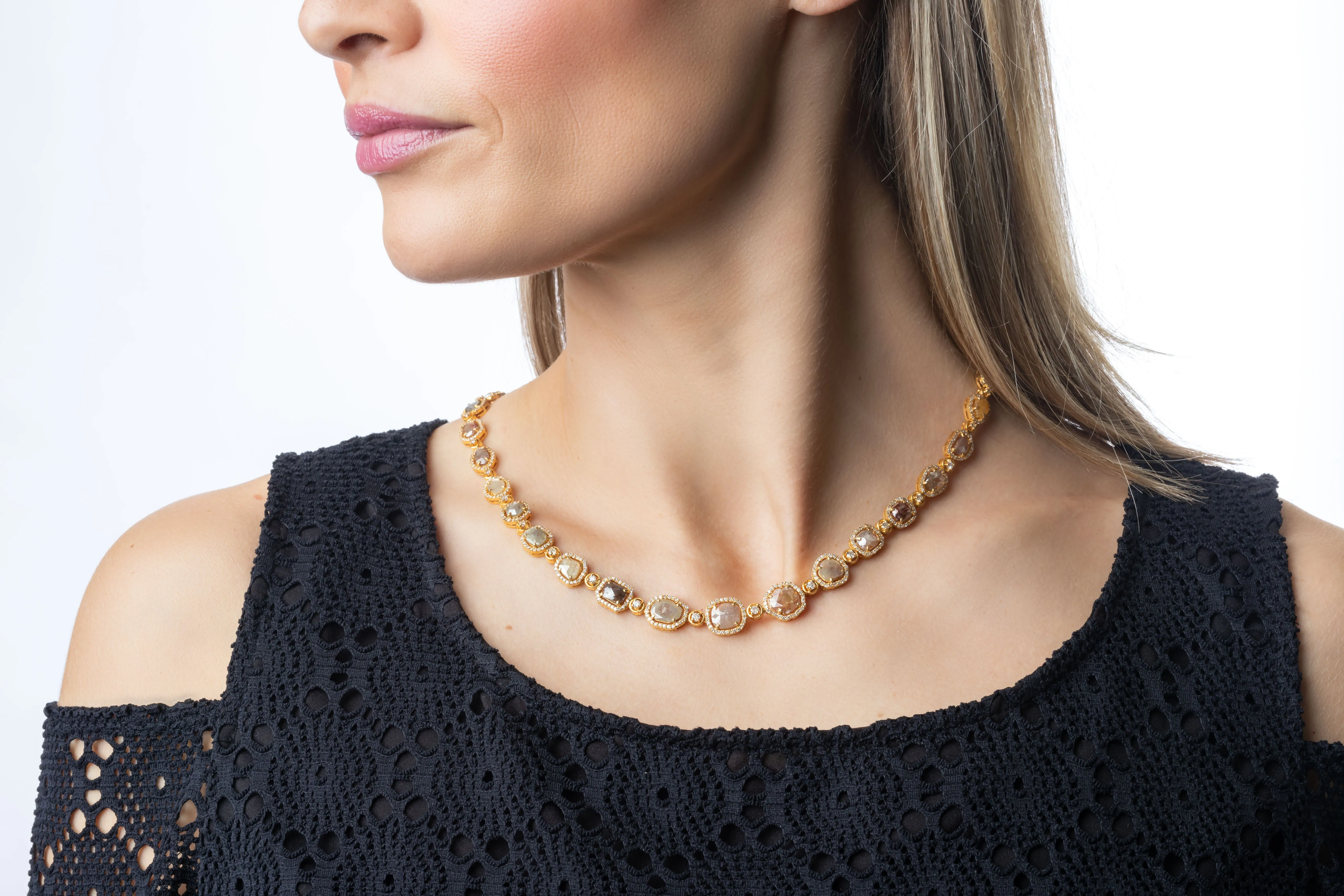 Natural Sliced Fancy Diamond Necklace