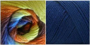 NAVY   OVER THE RAINBOW  - Falling Leaves Scarf YARN KIT