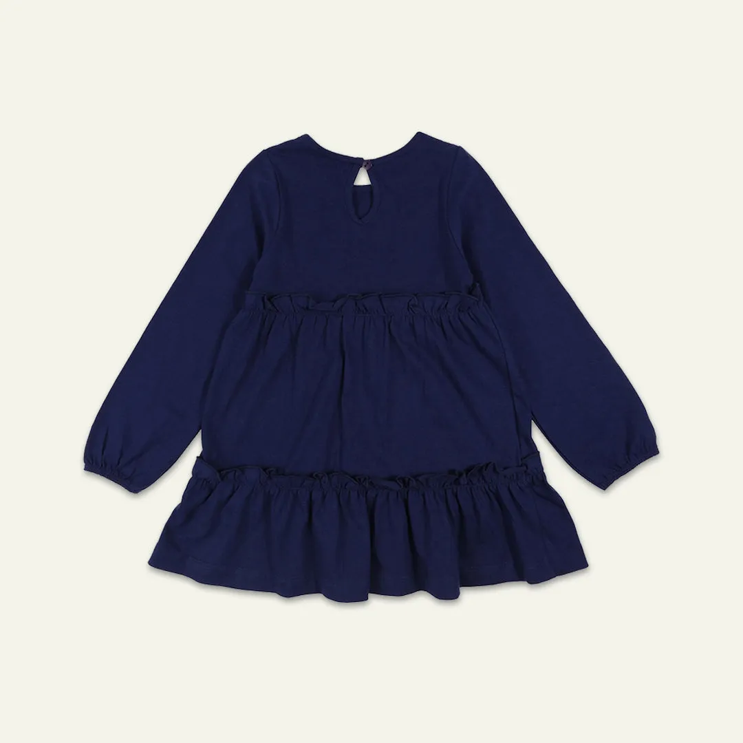 Navy Woodland Animal Embroidered Dress