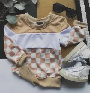 neutral checker pullover