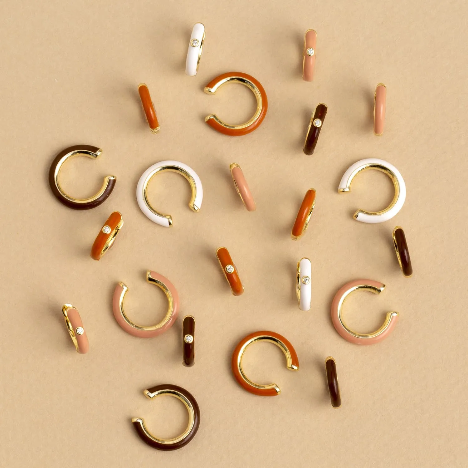 Neutral Enamel Huggie Earring