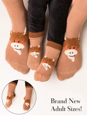 Neutral Highland Cow Socks