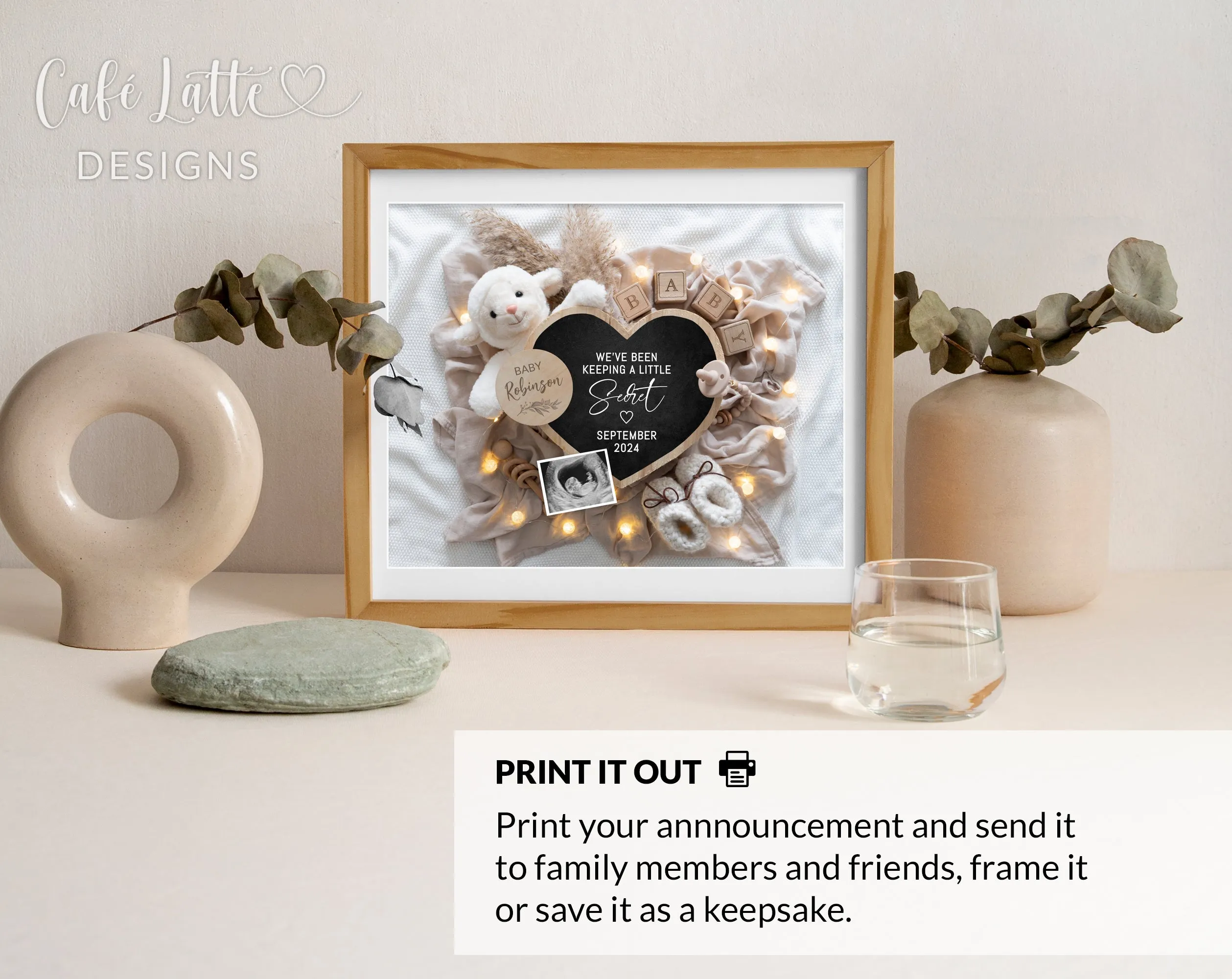 Neutral Pregnancy Announcement Digital - Mama & Baby Lamb - Unexpected