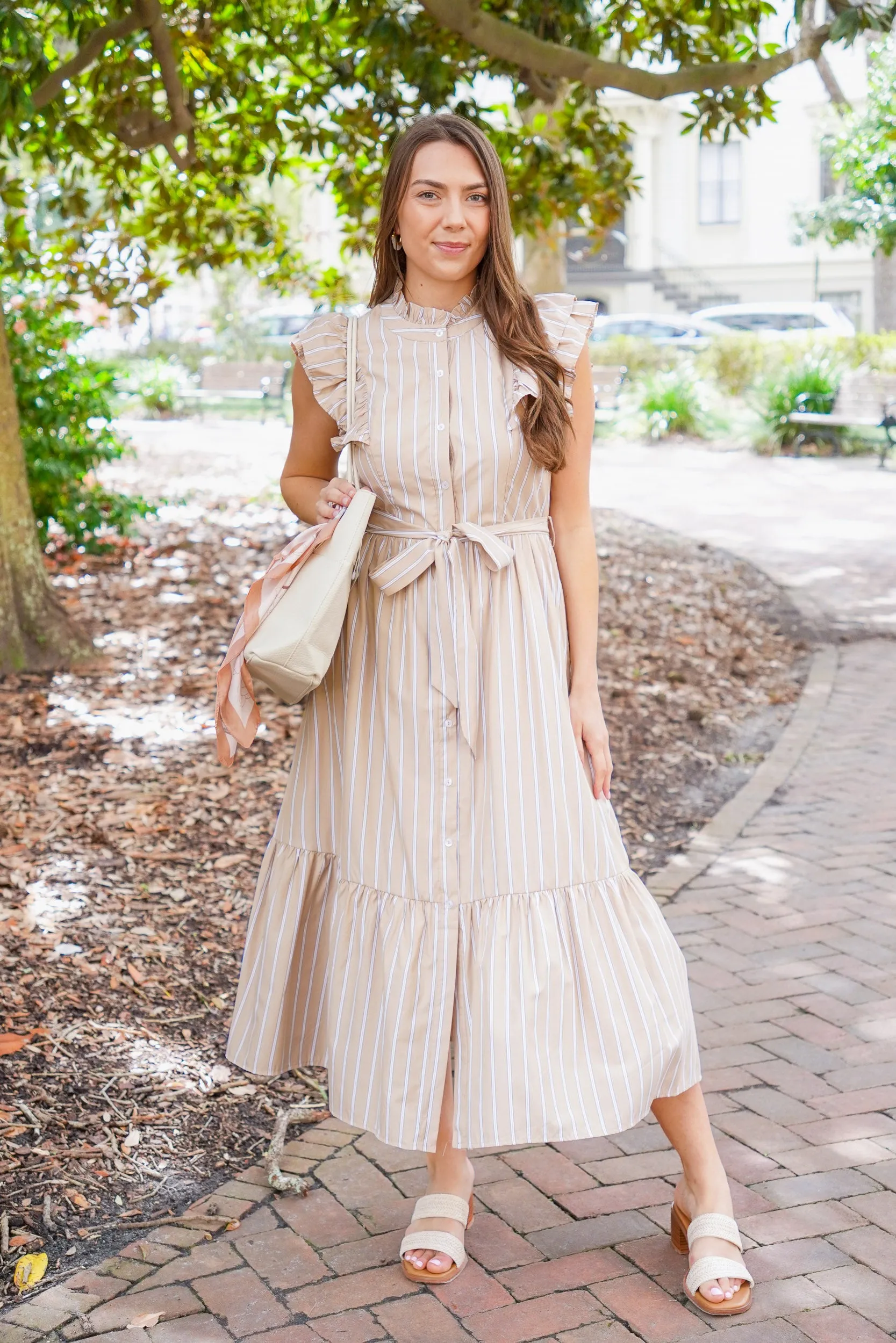 Neutral Striped Dress