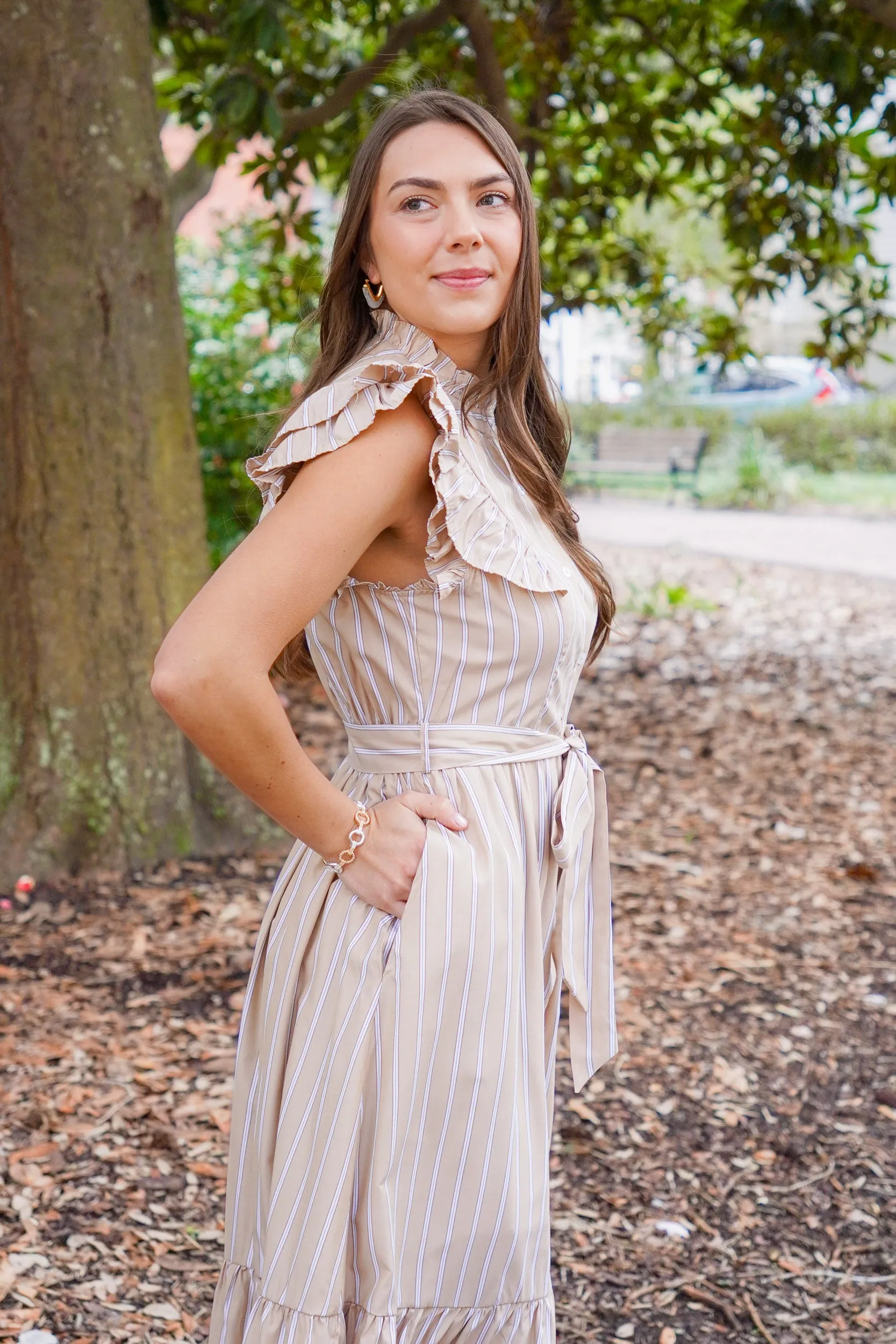 Neutral Striped Dress