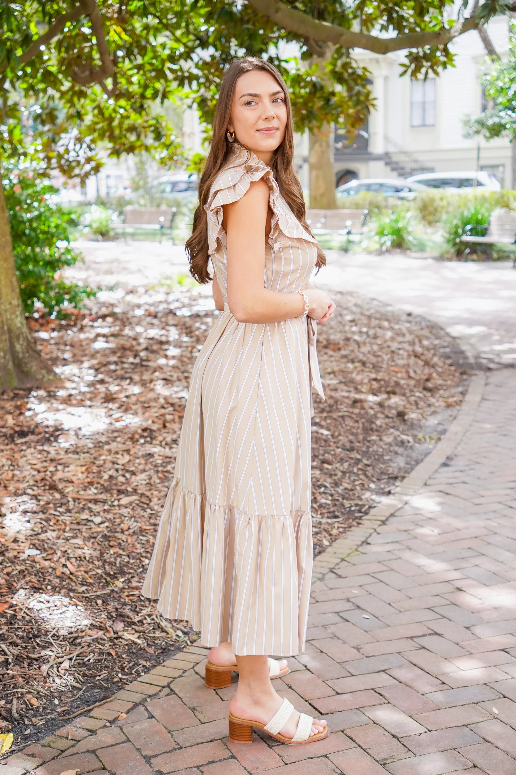 Neutral Striped Dress