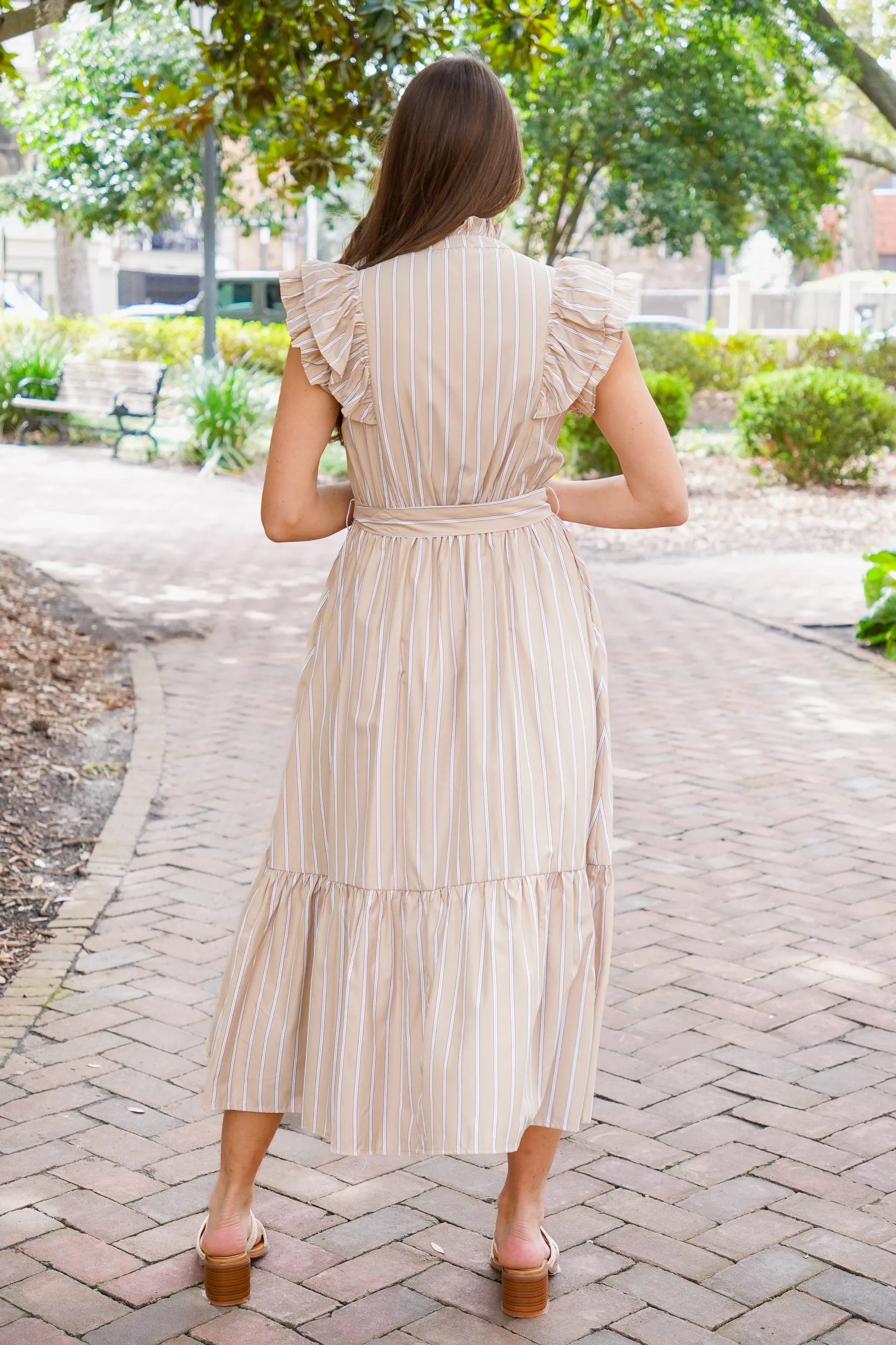 Neutral Striped Dress