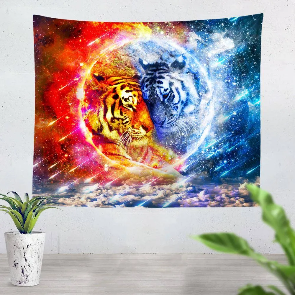 Neutral Tigers Tapestry