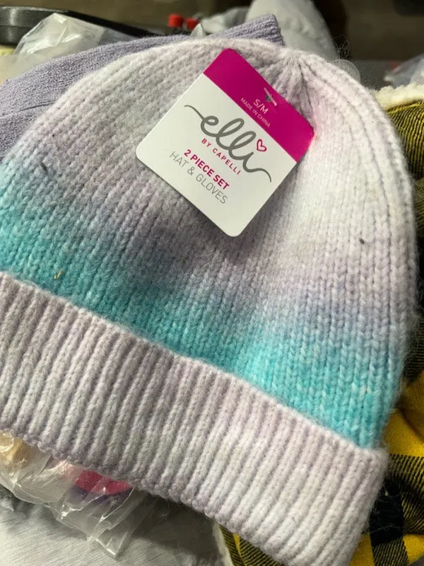 NEW Elli by Capelli Ombre Cuffed Beanie & Magic Glove 2-Piece Set Girls Size S/M