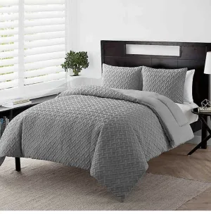New VCNY Home Nina Soft & Cozy Geometric Embossed Microfiber Comforter, Premium 2 Piece Bedding Set, Stylish Chic Design Size: Twin XL! Retails $80 