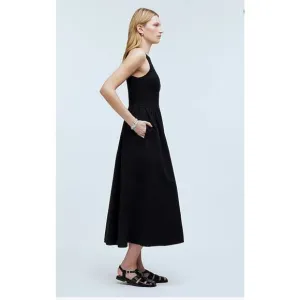NWT Madewell The Melody Smocked Midi Dress Size XXS Black
