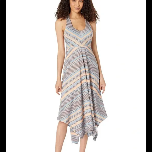 NWT Prana Saxton Athletic Maxi Dress Red Clay Stripe