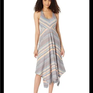 NWT Prana Saxton Athletic Maxi Dress Red Clay Stripe