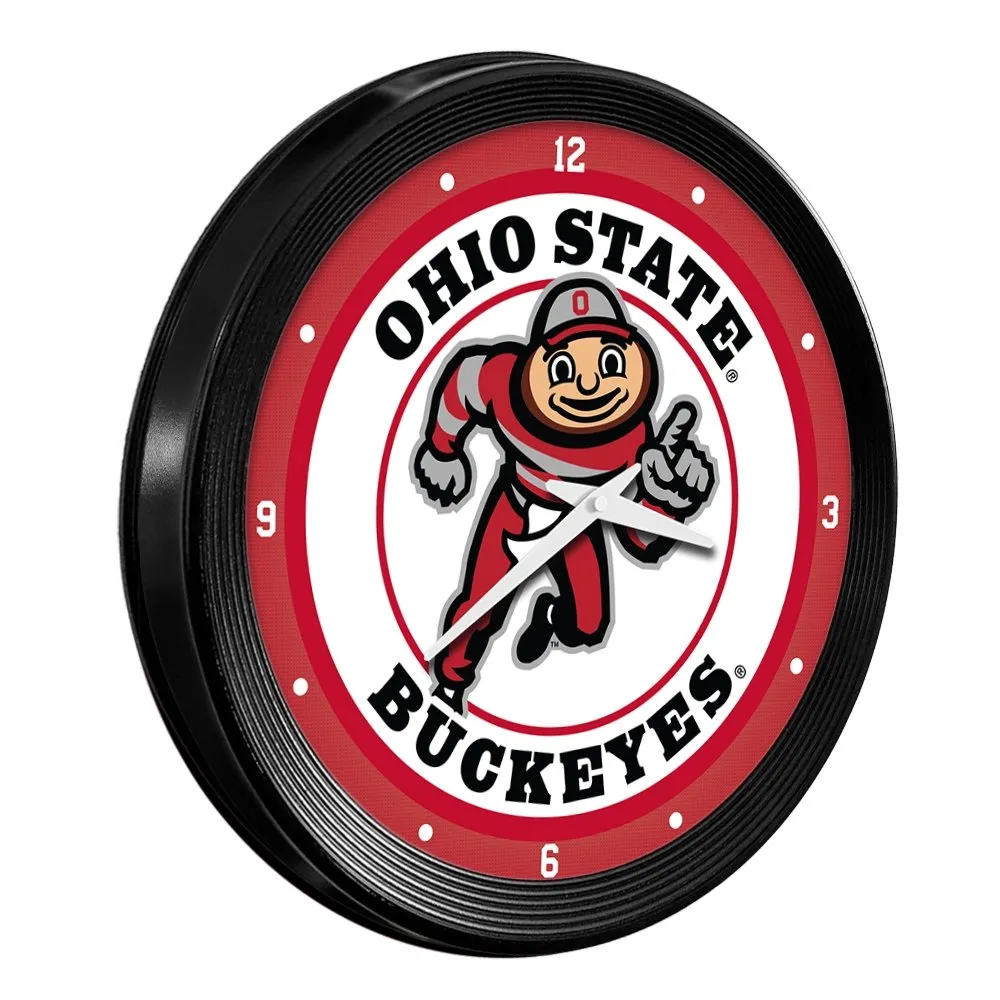 Ohio State Buckeyes: Brutus - Ribbed Frame Wall Clock