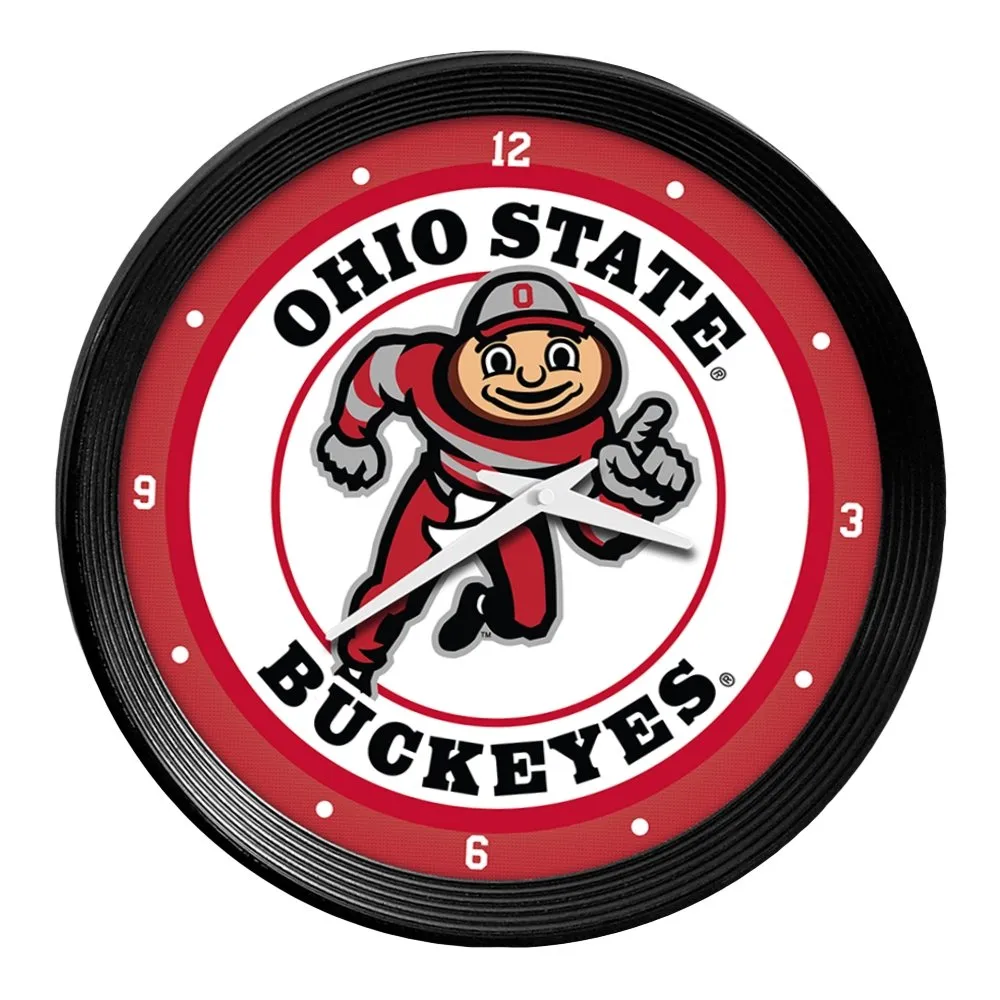 Ohio State Buckeyes: Brutus - Ribbed Frame Wall Clock