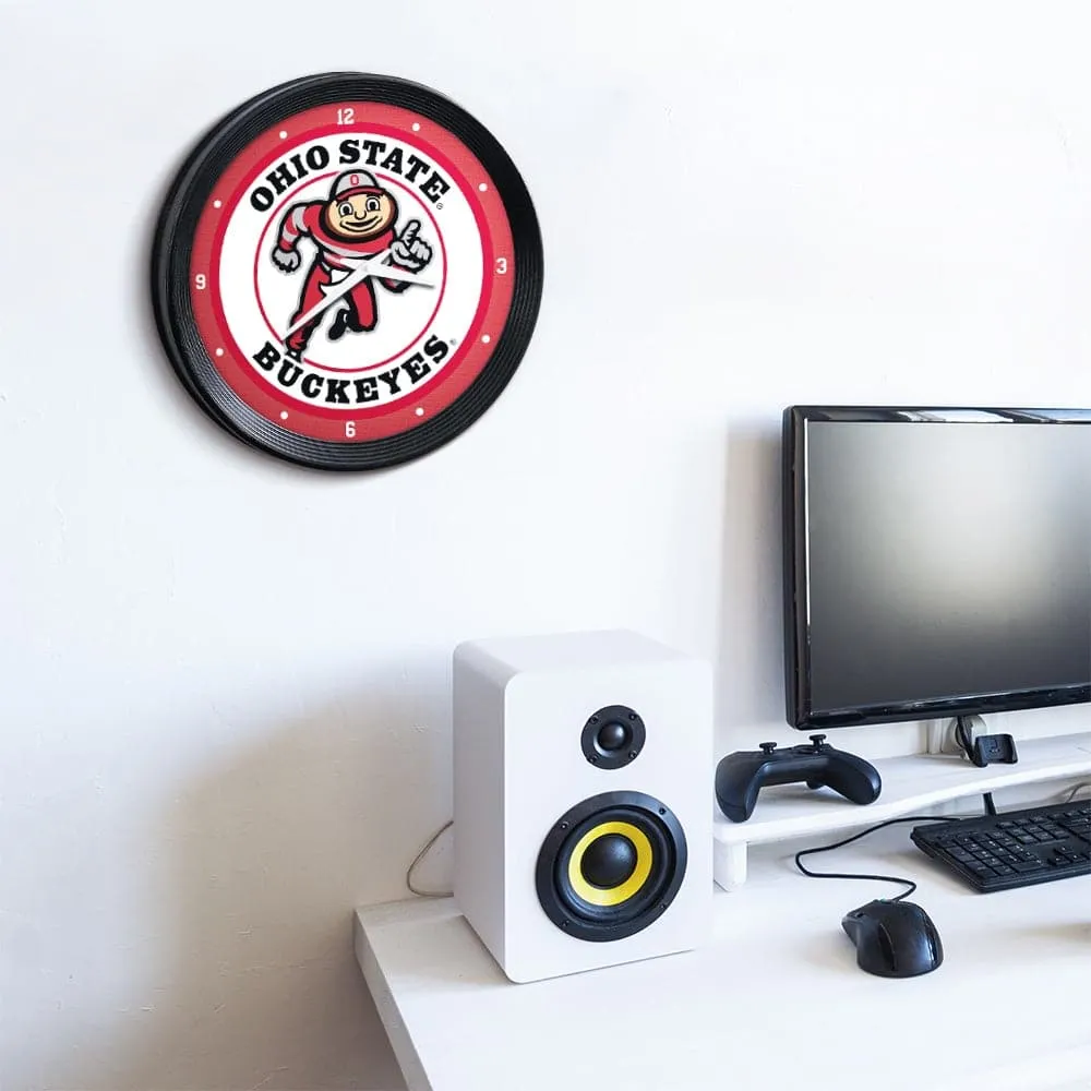 Ohio State Buckeyes: Brutus - Ribbed Frame Wall Clock