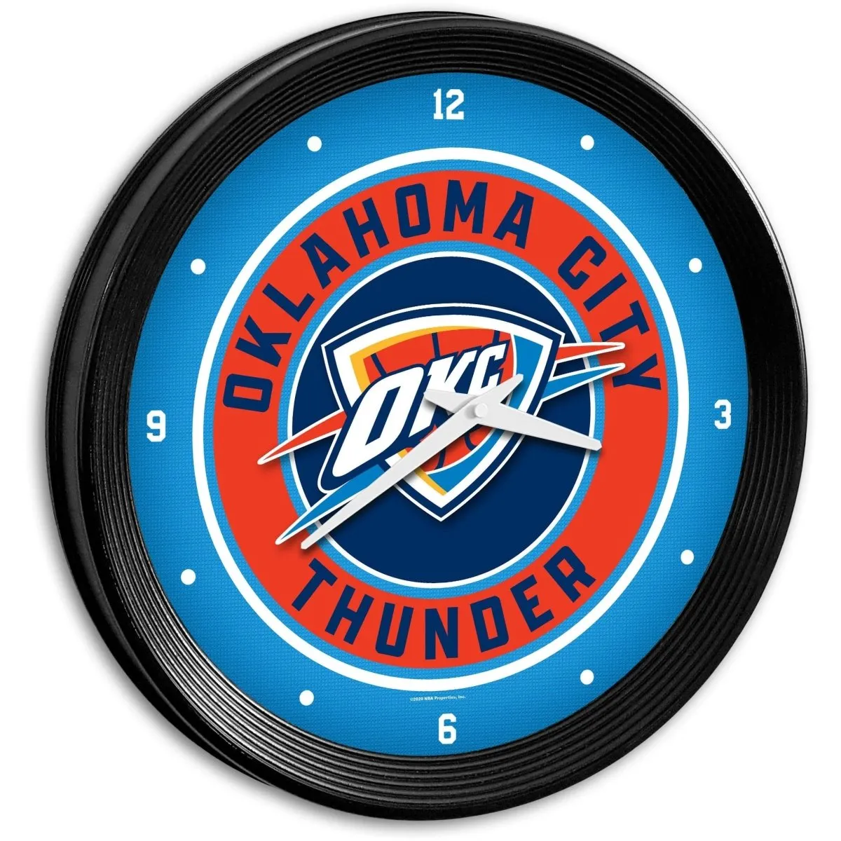 Oklahoma City Thunder: Ribbed Frame Wall Clock