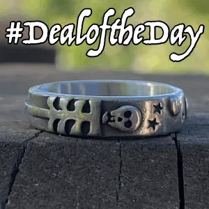 Old School Skull & Bones Band Ring (#c433)