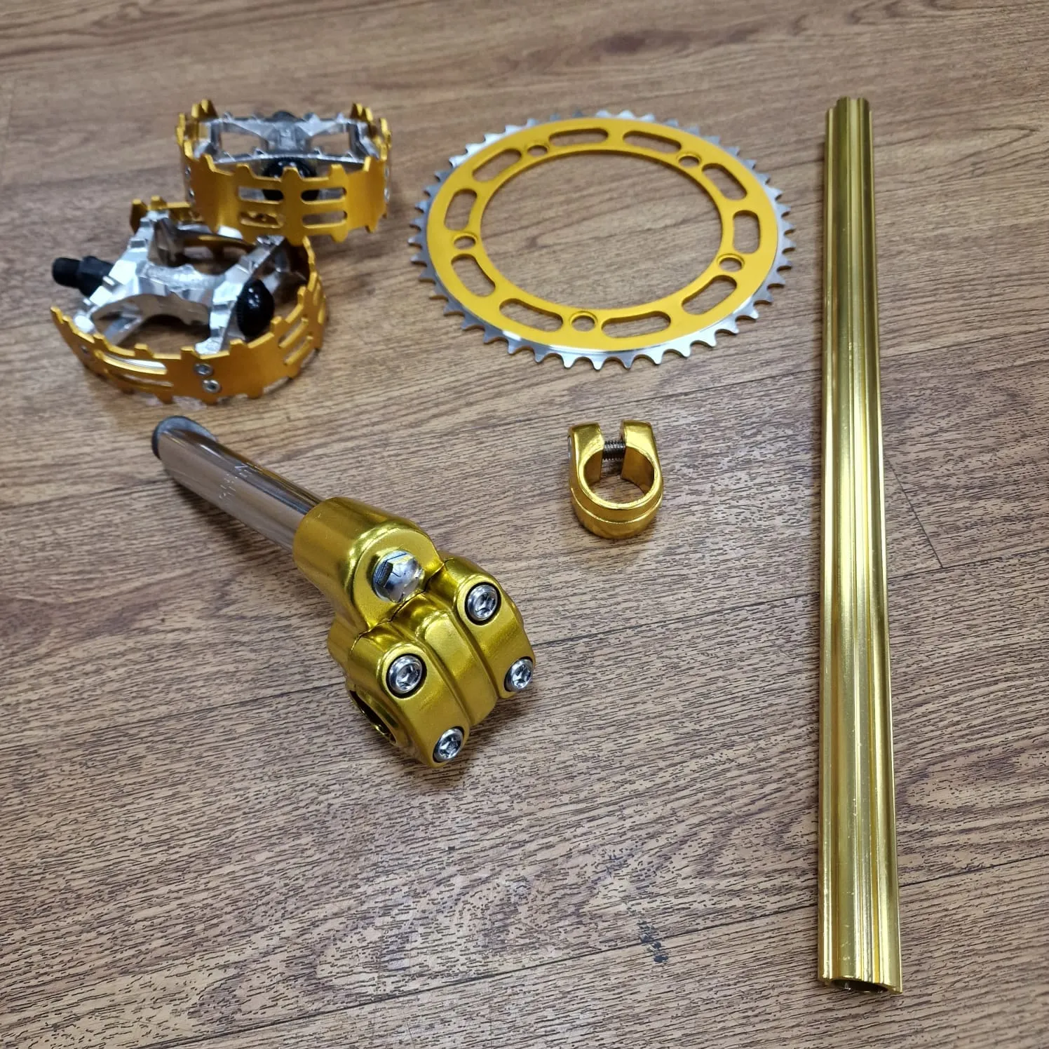 Old Shool BMX Parts Pack with 130 BCD Chainring - Gold