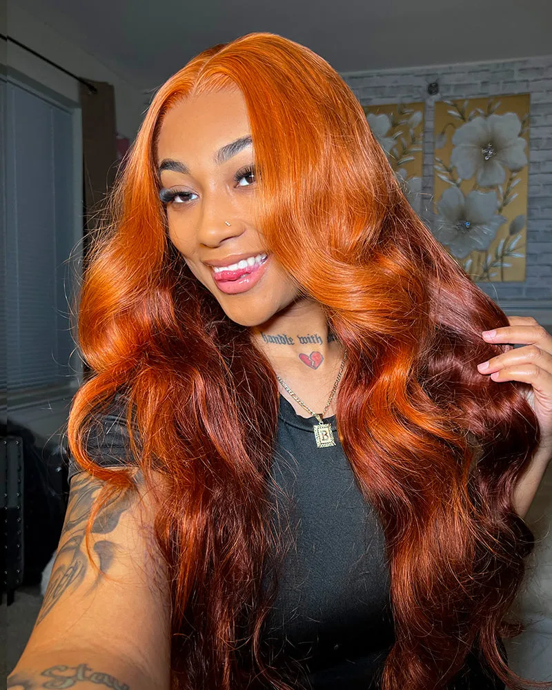 Ombre Ginger Brown Colored Loose Body Wave Pre-Cut 6x5 Lace Pre-Layered Human Hair Wig