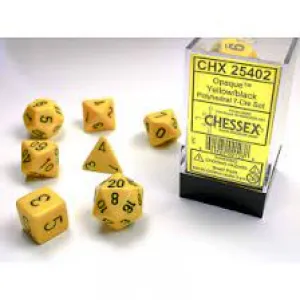 Opaque Yellow/Black 7 Poly Dice Set