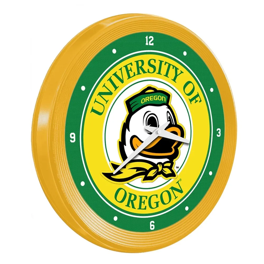 Oregon Ducks: Ribbed Frame Wall Clock