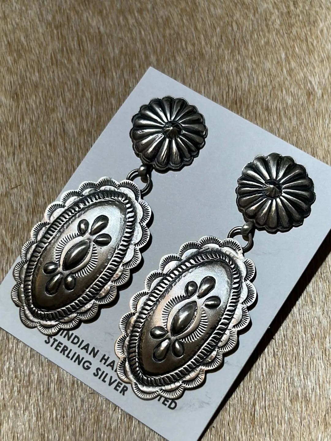 Oval Stamped & Embossed Sterling Earrings
