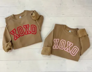 Oversized Varsity XOXO Embossed Puff Sweatshirt