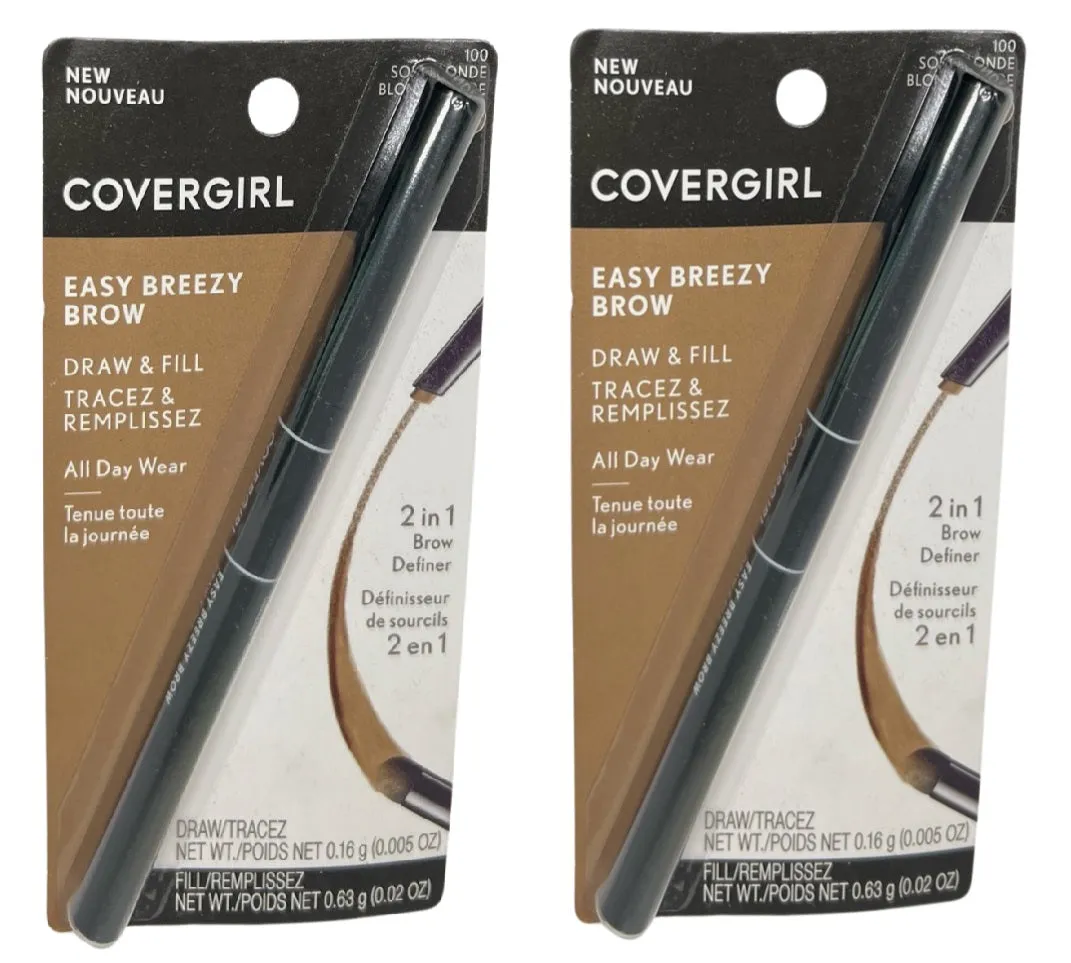 Pack of 2 CoverGirl Easy Breezy Brow Draw & Fill Pencil, Soft Blonde 100
