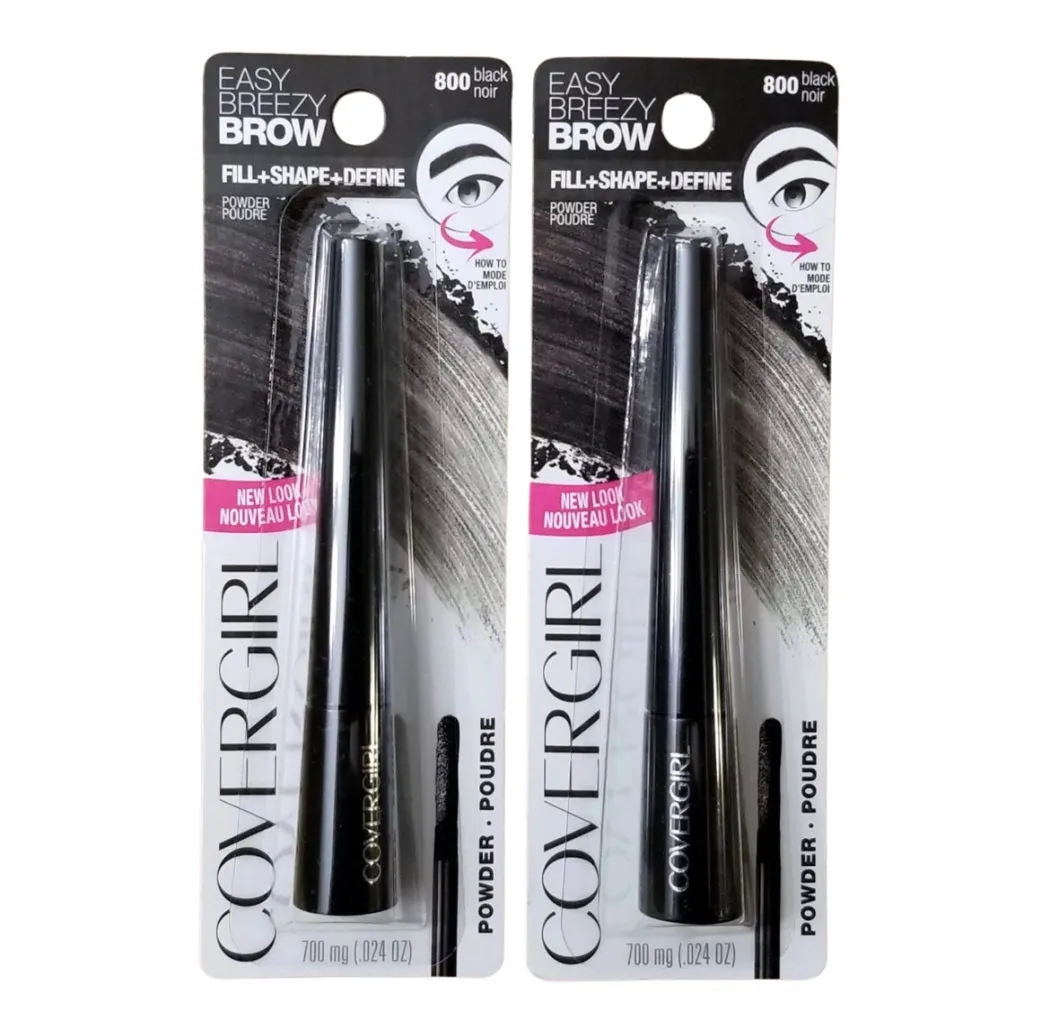 Pack of 2 CoverGirl Easy Breezy Brow Fill   Shape   Define Powder , Black 800