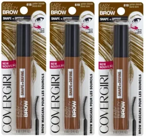 Pack of 3 CoverGirl Easy Breezy Brow Shape & Define Mascara, Golden Blonde 618