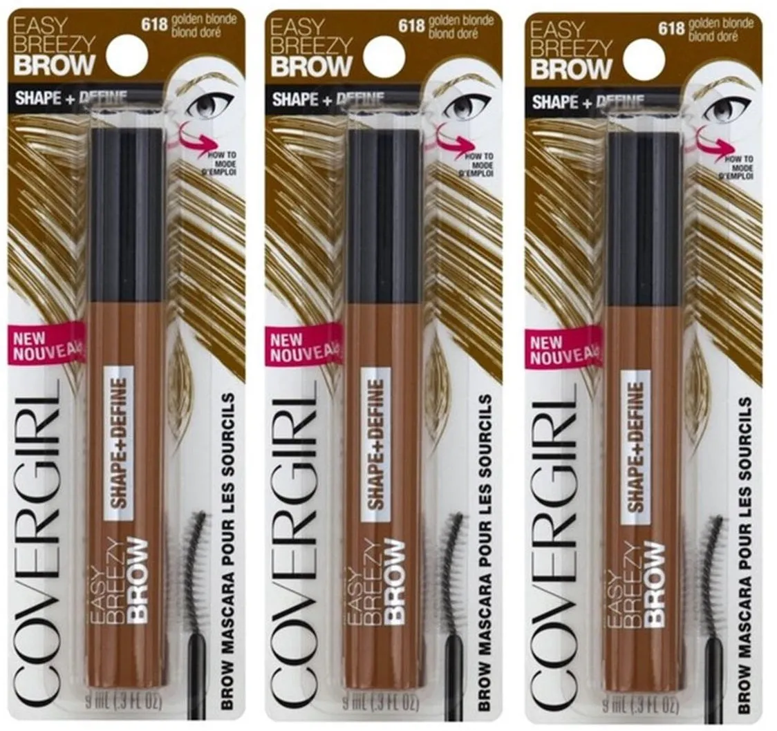Pack of 3 CoverGirl Easy Breezy Brow Shape & Define Mascara, Golden Blonde 618