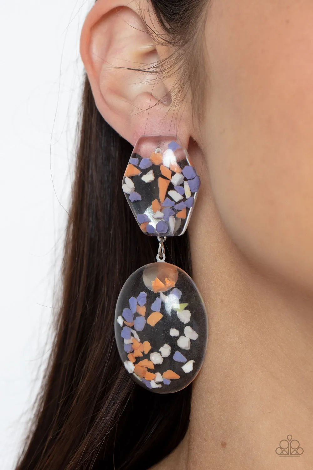 Paparazzi Flaky Fashion Earrings Orange