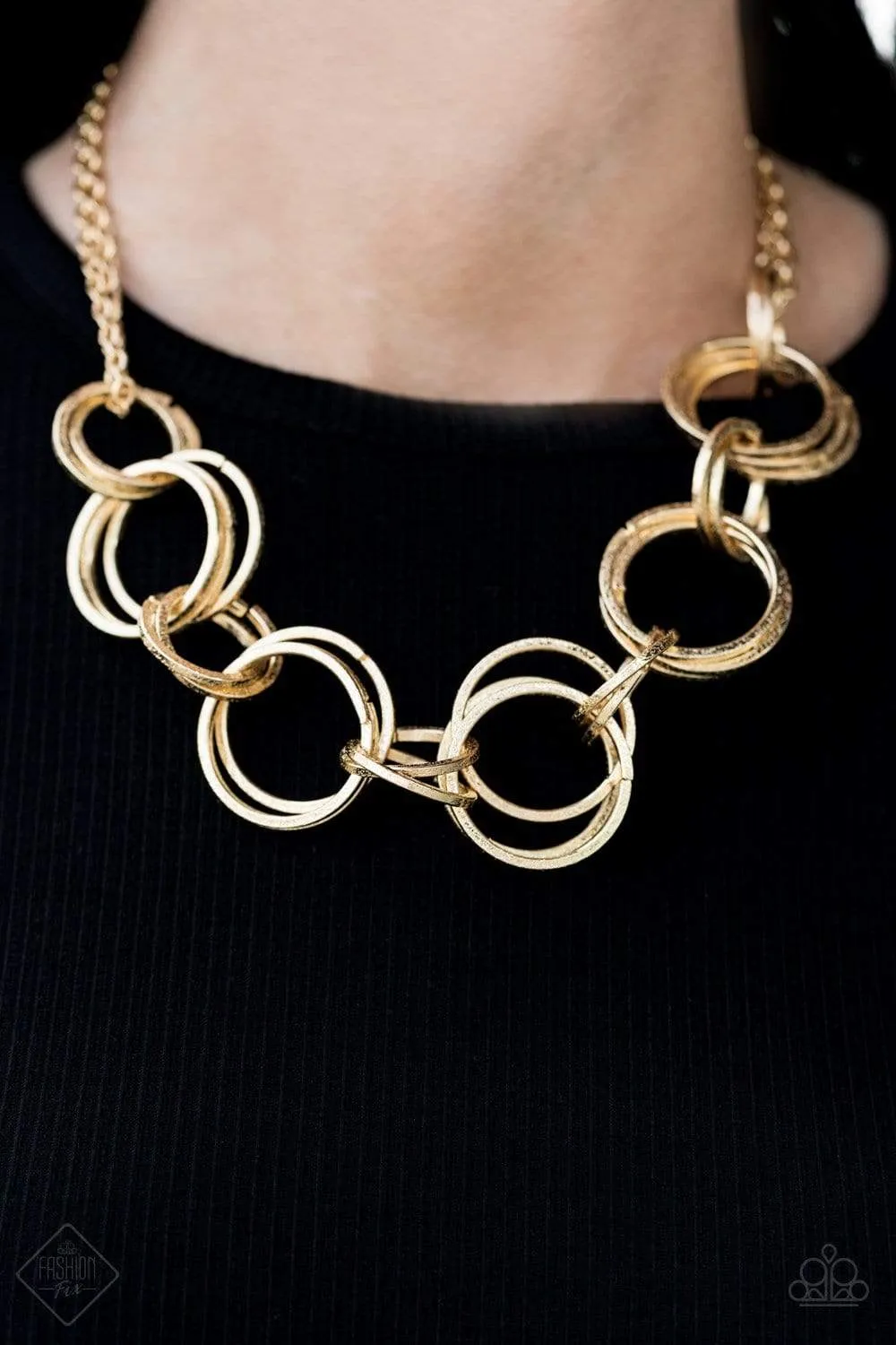 Paparazzi  Jump Into The Ring - Gold Necklace