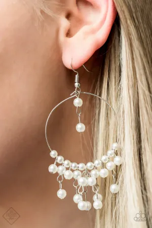 Paparazzi - Now On Broadway - White Earrings
