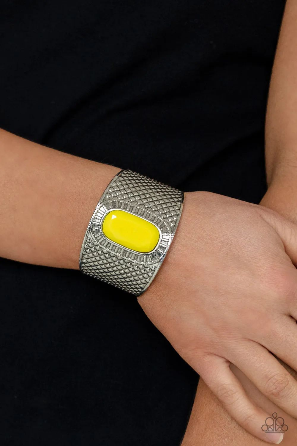 Paparazzi - Poshly Pharaoh - Yellow Bracelet